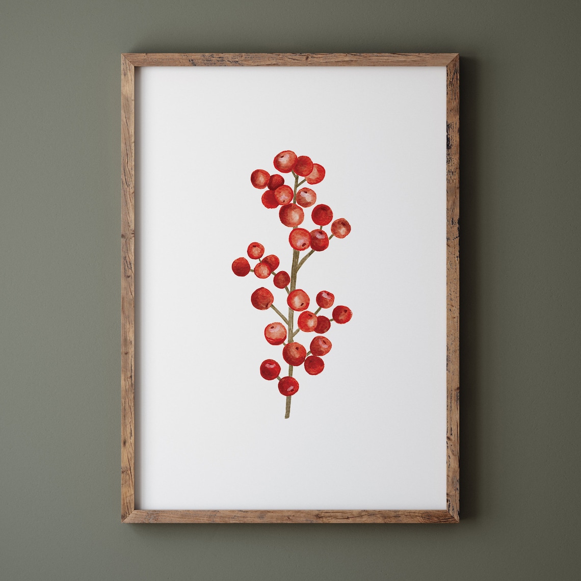 Red Holly Berry Christmas Art Print, Botanical Winter Decor - Image 3