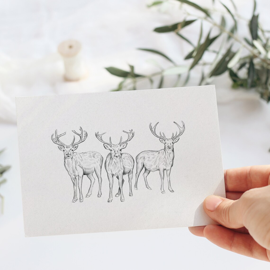 Santas Reindeer Christmas Print, Vintage Holiday Decor - Image 2