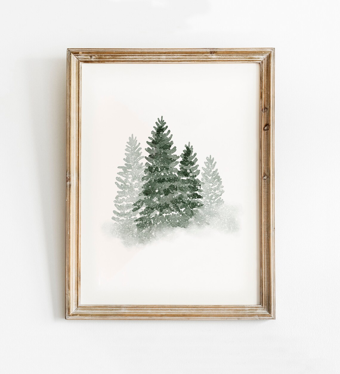Christmas Winter Forest Pine Tree Watercolour Art Print