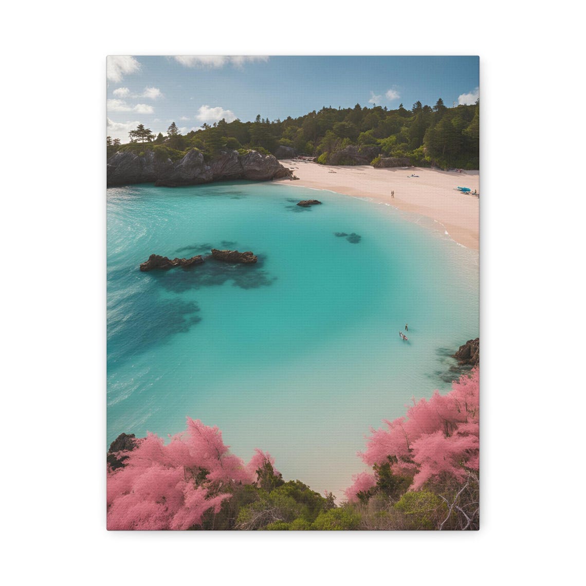 Turquoise Cove Pink Spring Blossoms Beach Seaside Nature Poster
