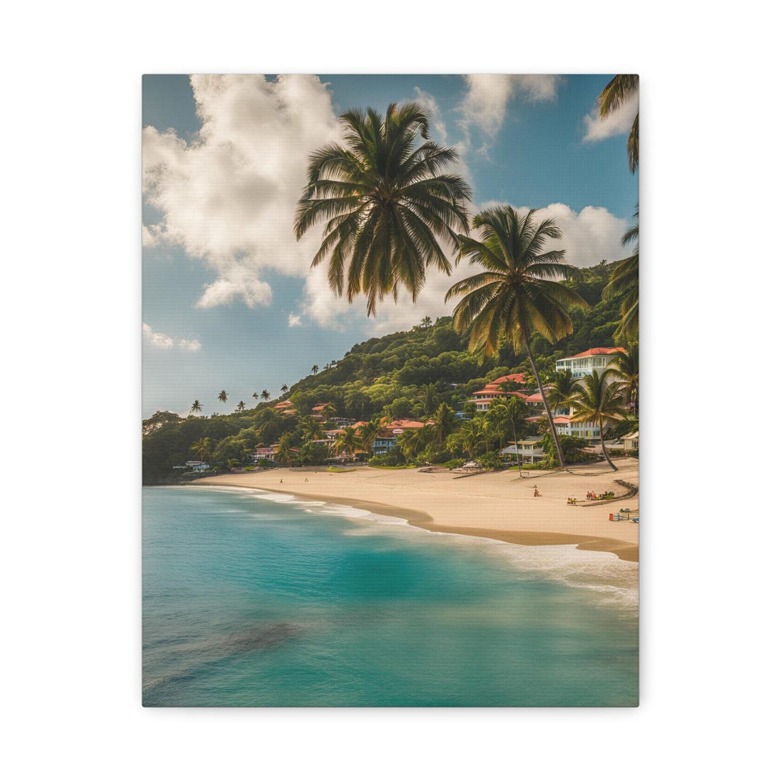 Palm Lined Tropical Beach Resort Coast Turquoise Sea View Poster