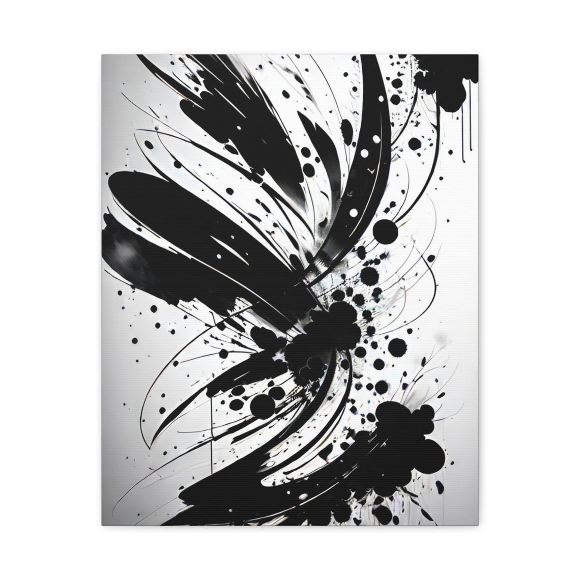 Abstract Black Ink Splatter Art Matte Canvas Print