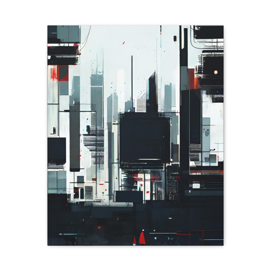 Abstract Cityscape Matte Canvas Art Print Modern Home Decor