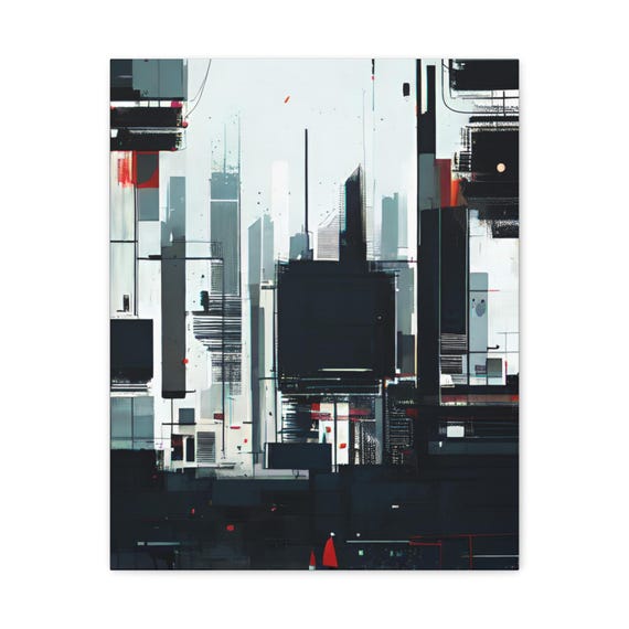 Abstract Cityscape Matte Canvas Art Print Modern Home Decor
