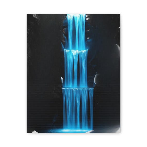 Blue Waterfall Canvas Art Print Modern Home Decor