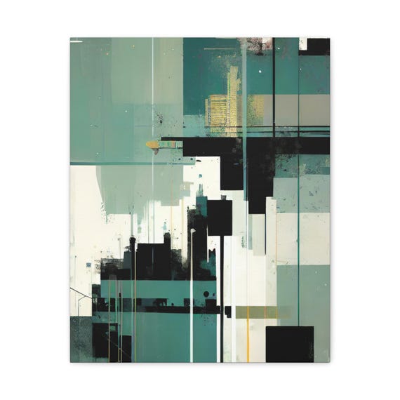 Abstract Cityscape Matte Canvas Art Print Modern Home Decor