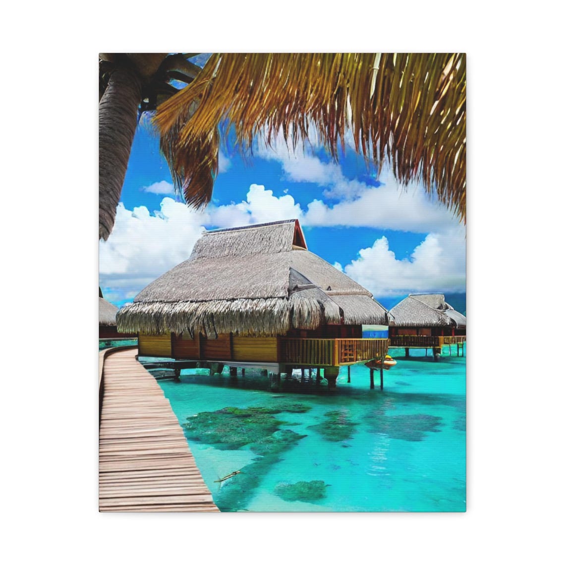 Tropical Beach Hut Canvas Art Print Modern Home Decor