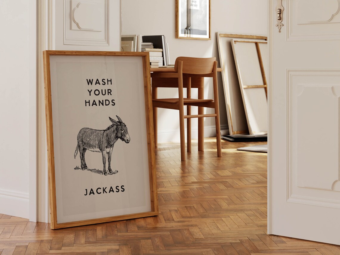 Wash Hands Bathroom Humor Poster Print