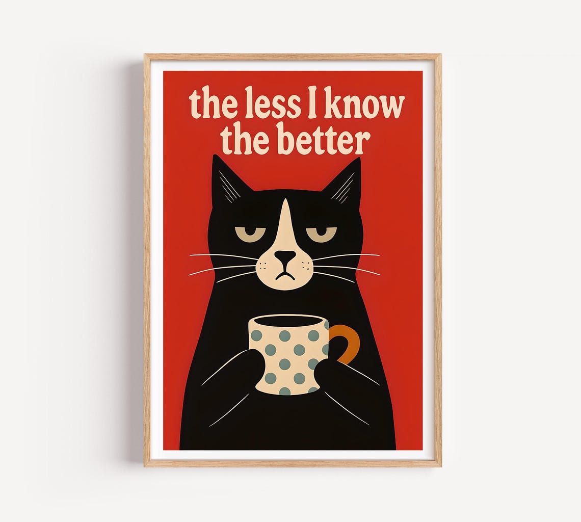 The Less I Know Better Cat Poster, Demotivational Quote