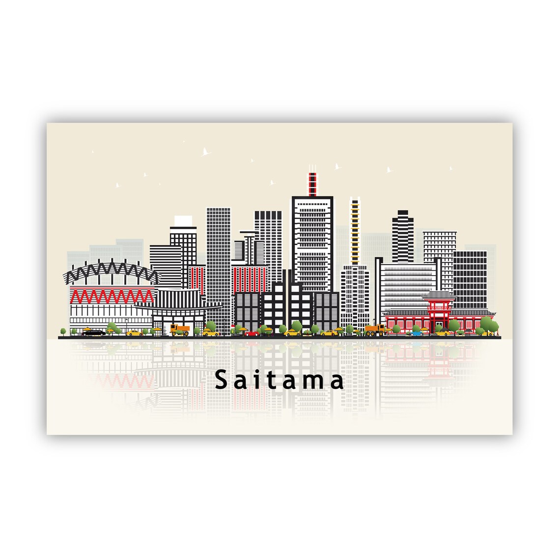 Saitama Japan Downtown Skyline Vector Illustration City Travel Poster - Image 2