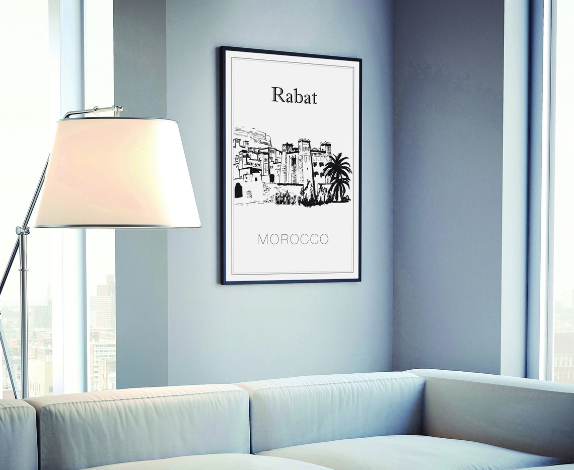 Rabat Morocco Kasbah Hand Drawn Ink Sketch Cityscape Travel Poster - Image 4