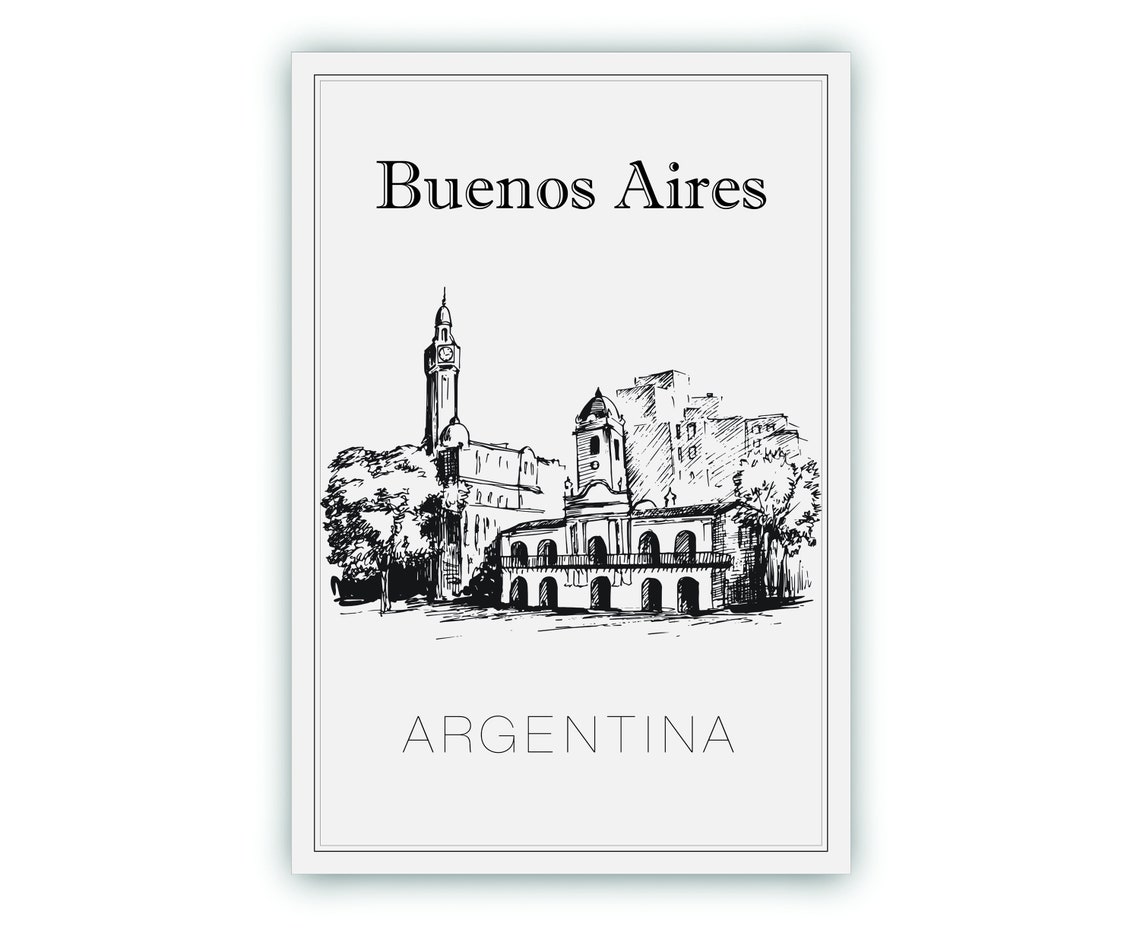 Buenos Aires Argentina Historic Cabildo Hand Drawn Sketch Art Poster - Image 2