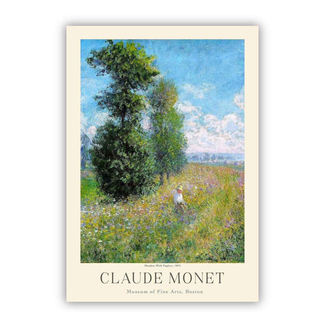 Claude Monet Meadow With Poplars 1875 Sunlit Field Landscape Art Poster - Image 3