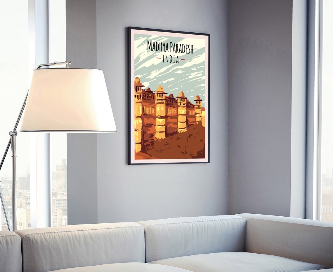 Historic Madhya Pradesh India Vintage Fort Travel Poster Art - Image 4