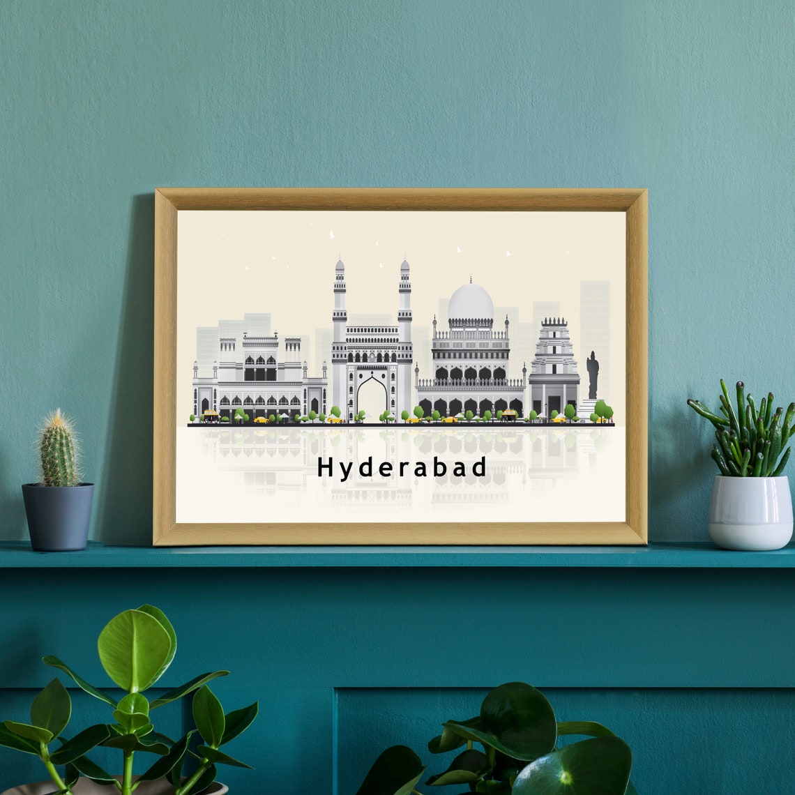 Hyderabad India Charminar Skyline Cityscape Modern Landmark Poster - Image 2