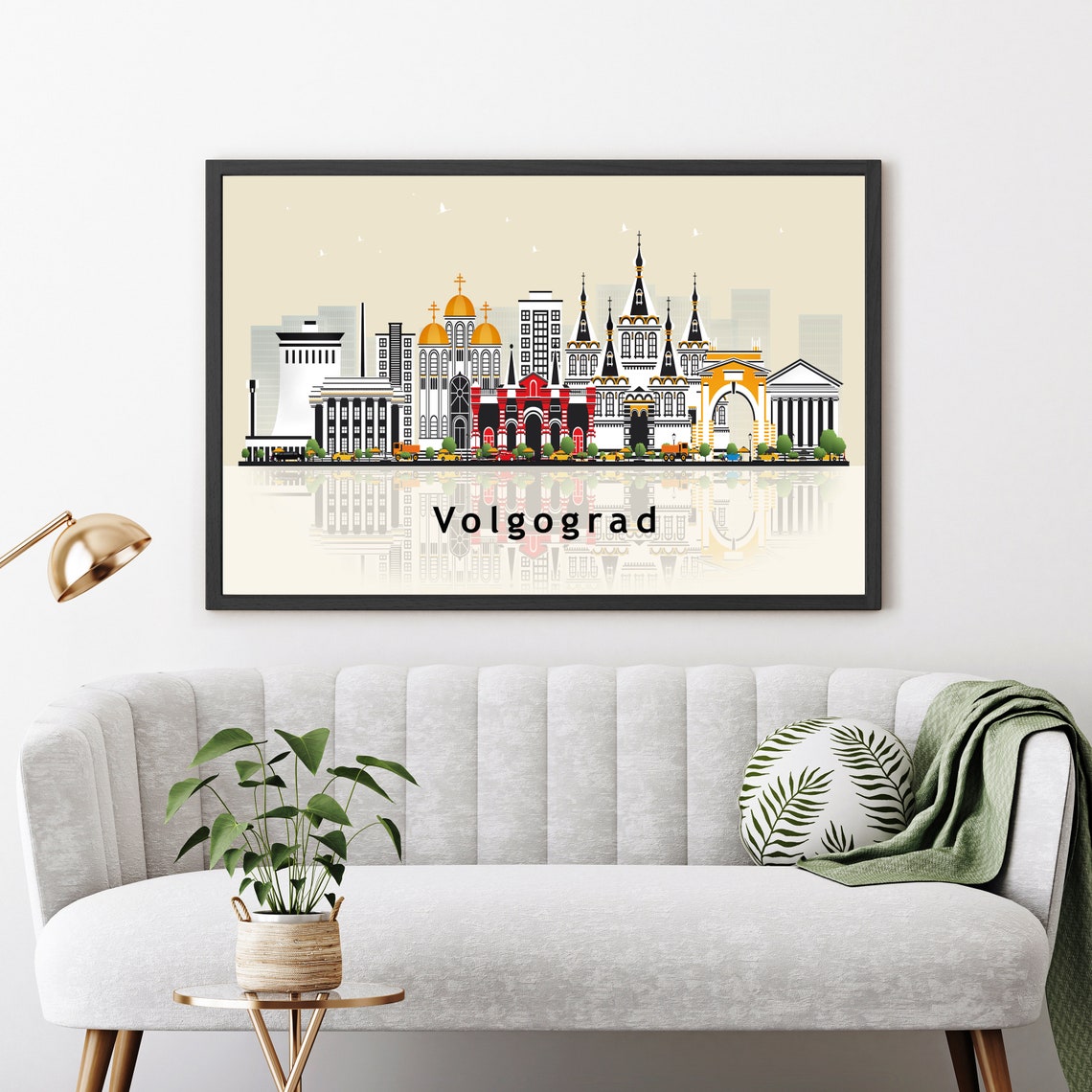 Volgograd Russia Onion Dome Skyline Illustration Reflection Wall Art - Image 3