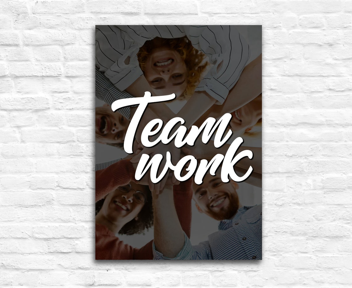 Team Work Script Quote Poster Hands Stacked Group Support Together - Image 3