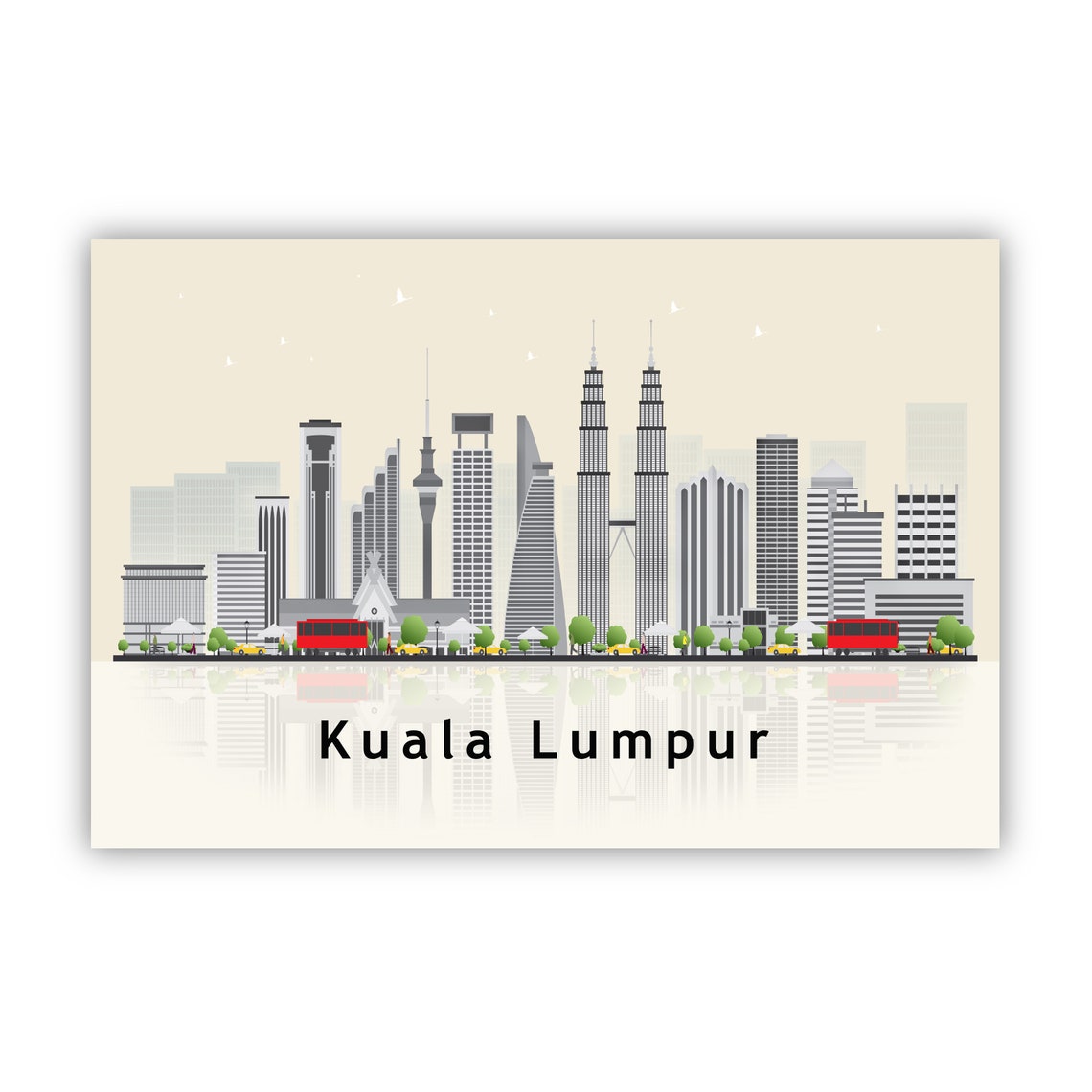 Kuala Lumpur Malaysia Petronas Twin Towers Skyline Travel Poster - Image 2