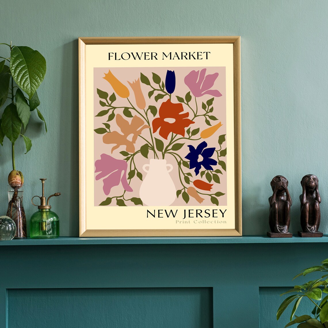 New Jersey Flower Market Botanical Bouquet Vintage Art Print - Image 2