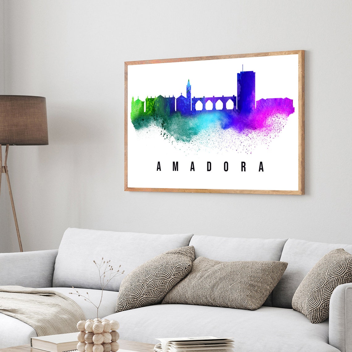 Amadora Portugal Poster Skyline Poster Cityscape Poster Portugal Landmark City Illustration Poster Home Wall Art Office Wall Art - Image 3