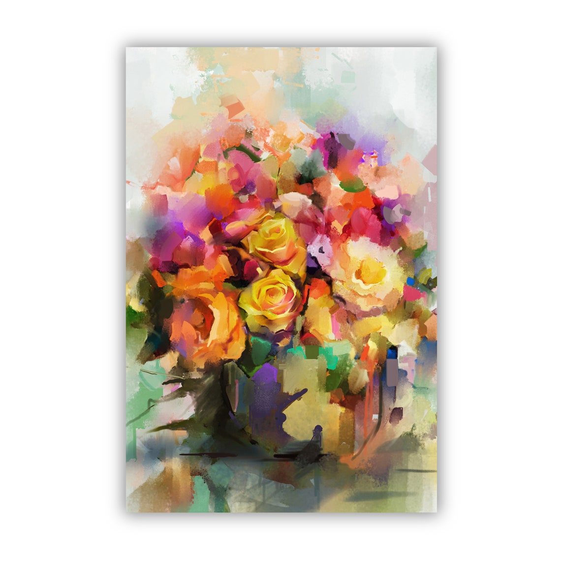 Flowers Oil Painting Flowers Still Life Poster Prints Flower Painting Prints Floral Texture Oil Painting Home Office Wall Art Decoration - Image 3