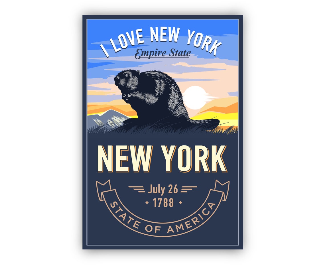 New York Empire State Statue of Liberty Sunset Wall Art Poster - Image 2