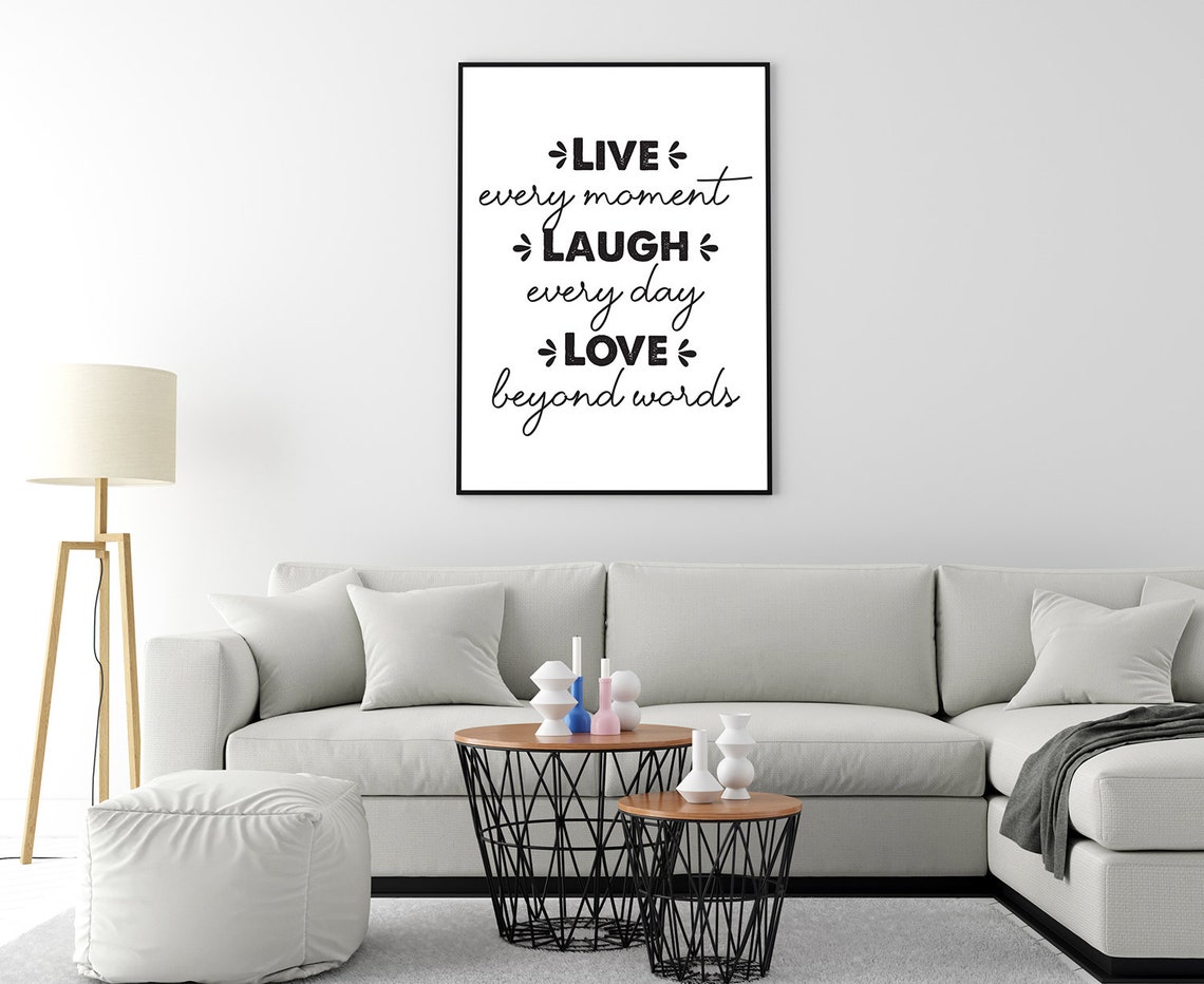 Live Every Moment Laugh Every Day Bold Typography Quote Wall Art - Image 4