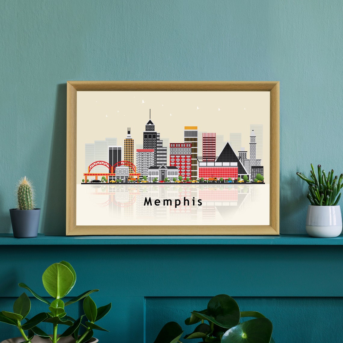 Memphis Tennessee Skyline Pyramid Arena Modern Cityscape Poster - Image 2