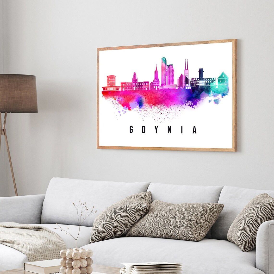 Gdynia Poland Baltic Port Modern Sea Skyline Watercolor Poster - Image 3