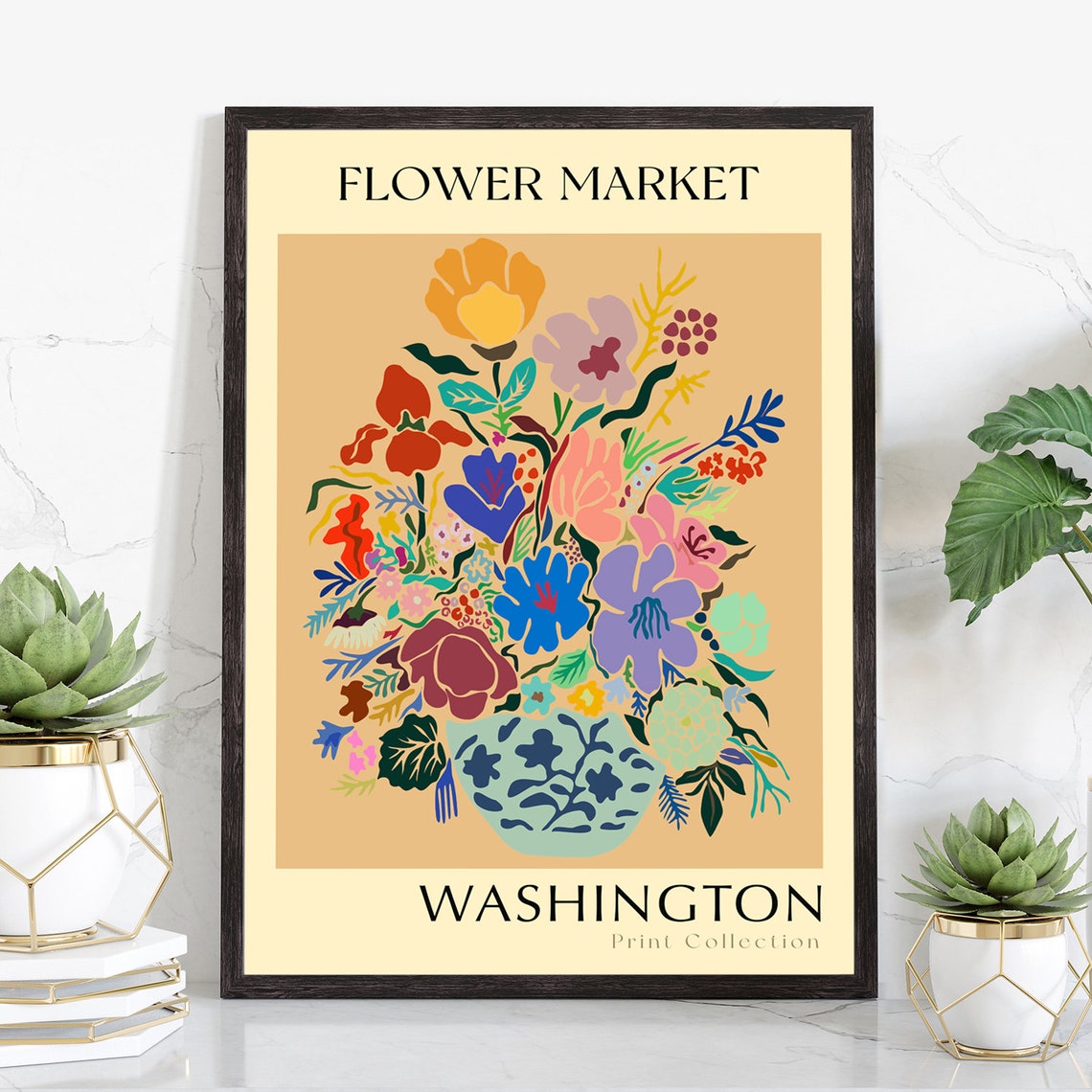Washington State Flower Market Botanical Print Floral Wall Art