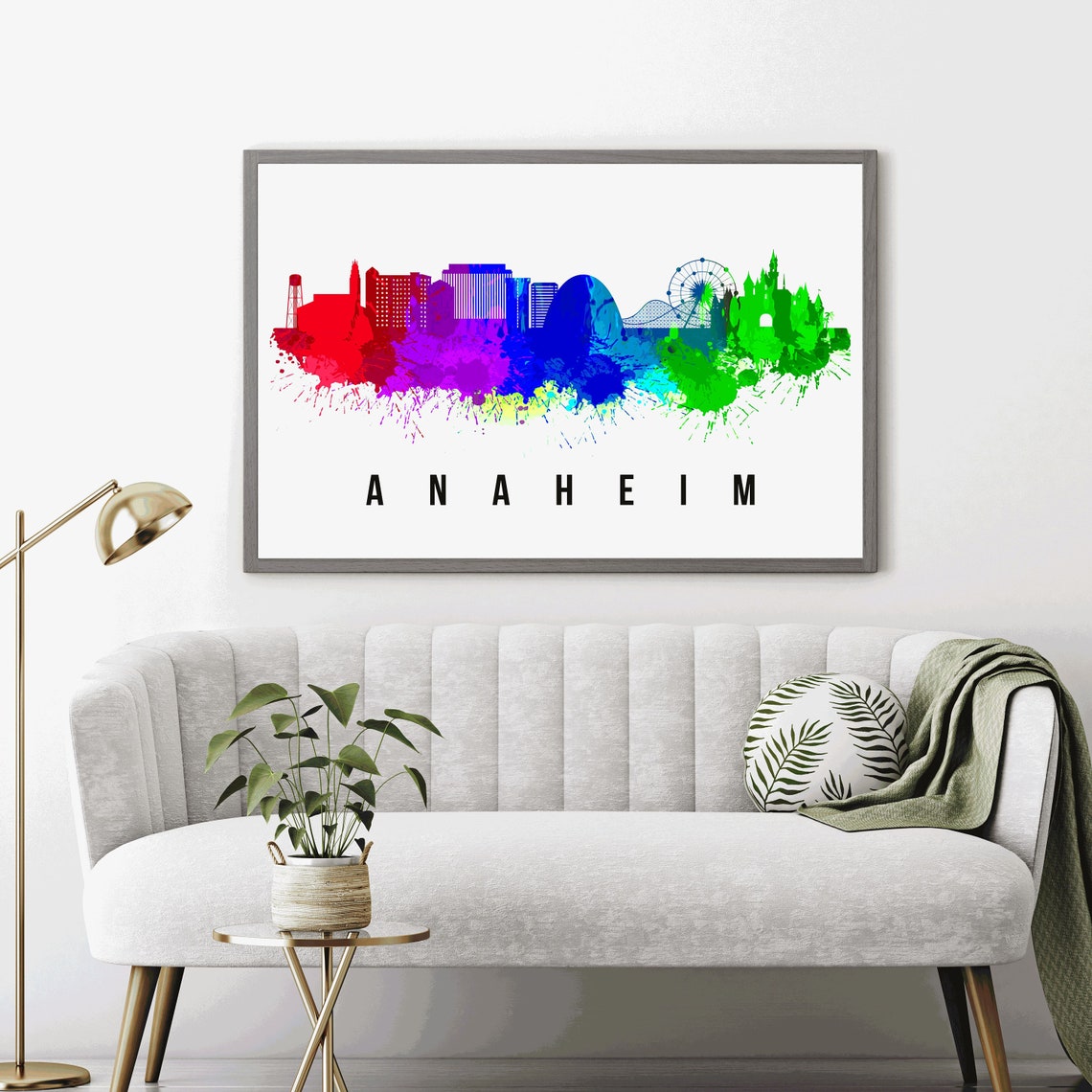Anaheim Skyline California Poster Cityscape Painting Anaheim California Cityscape And Landmark Print Home Wall Art Office Wall Decor - Image 3