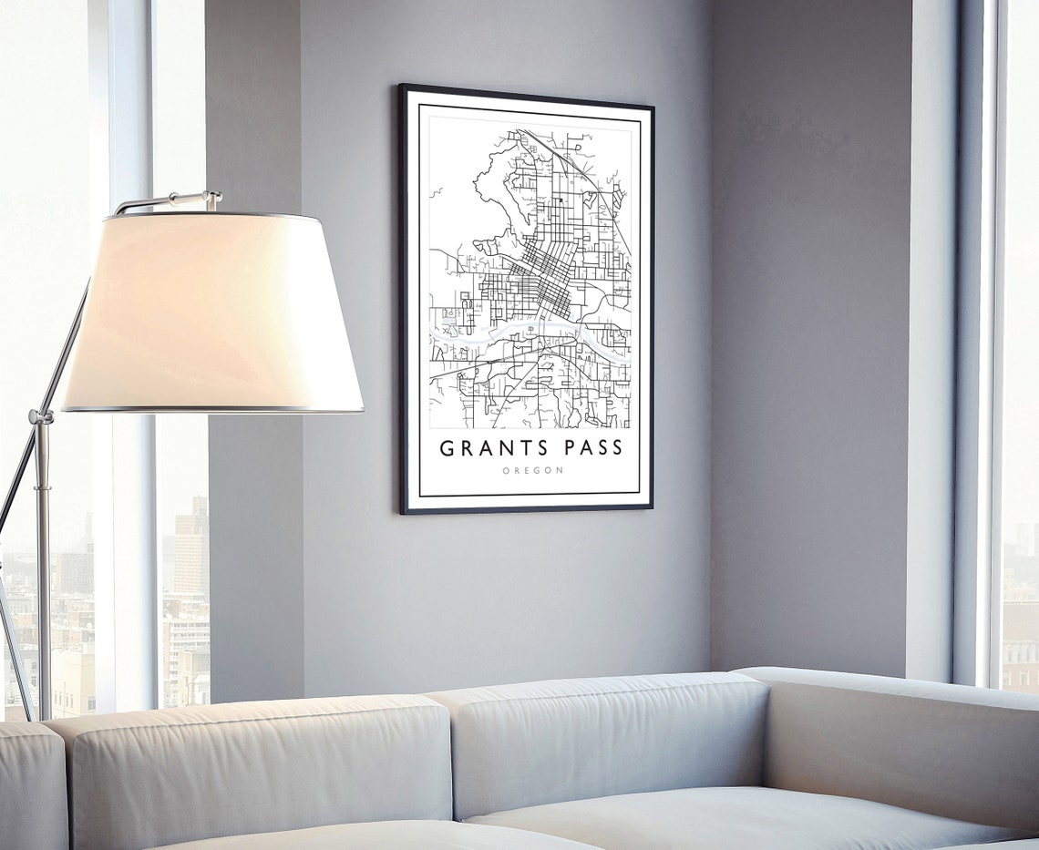 Grants Pass Oregon Minimalist City Street Map Line Art Wall Poster - Image 4