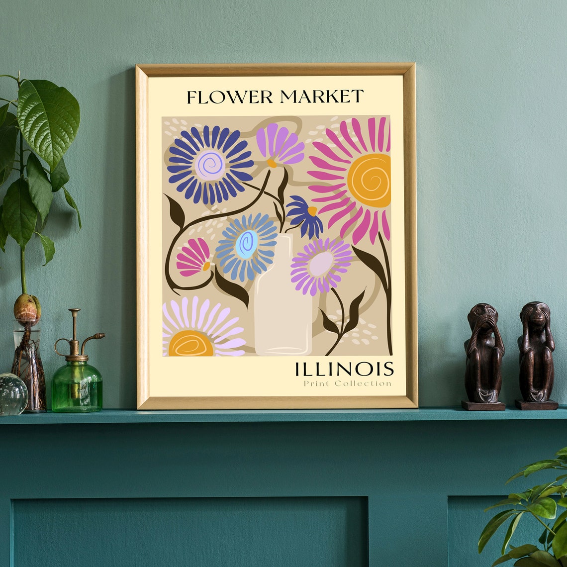 Illinois Flower Market Retro Daisy Botanical Collection Poster - Image 2