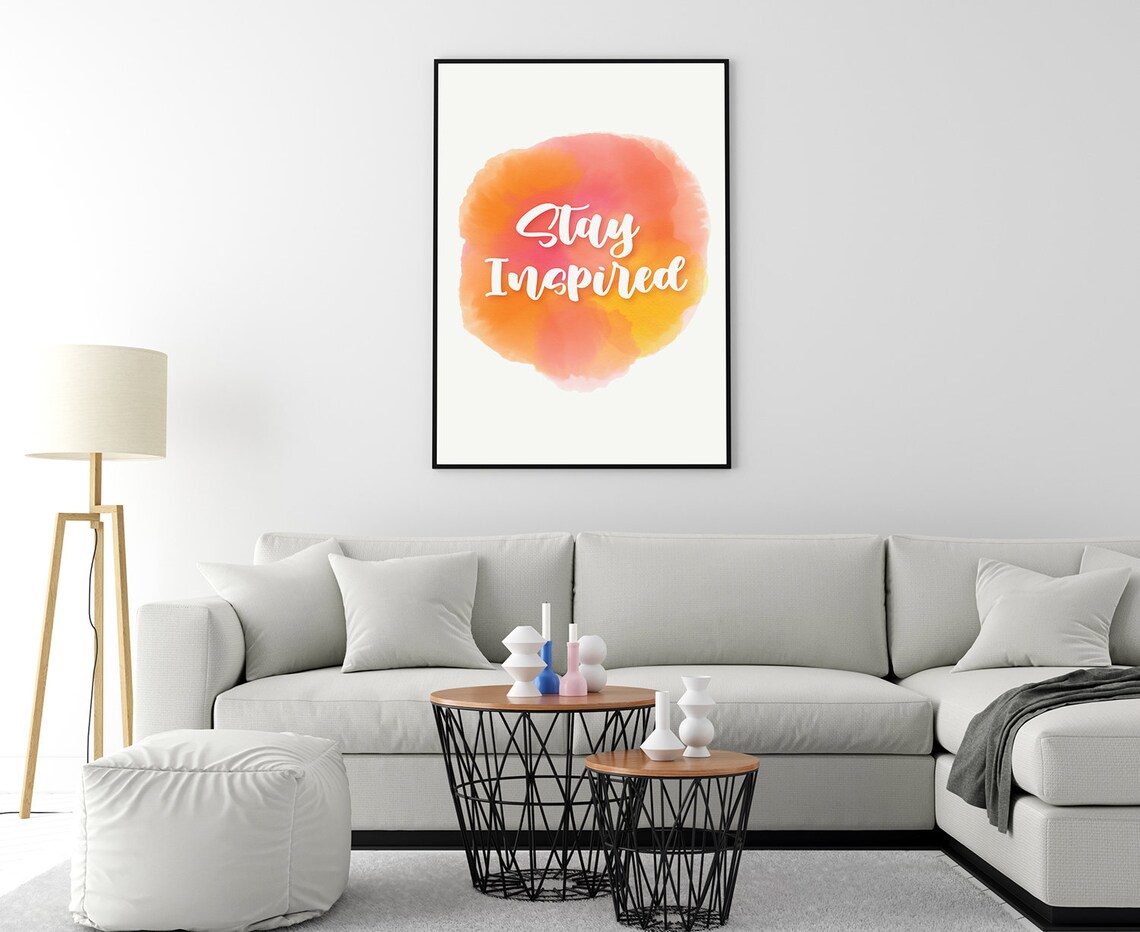 Stay Inspired Watercolor Script Motivational Quote Wall Art Poster - Image 4