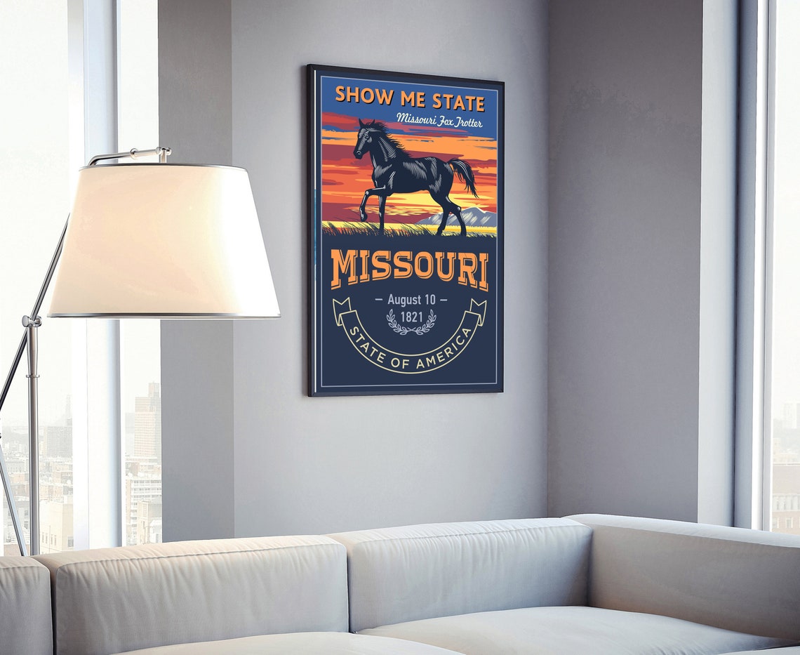 Missouri Fox Trotter Horse Sunset Show Me State Vintage Travel Poster - Image 4