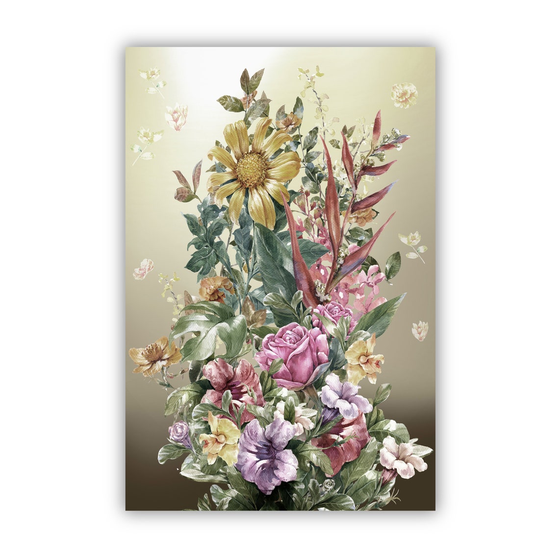 Flowers Oil Painting Flowers Still Life Poster Prints Flower Painting Prints Floral Texture Oil Painting Home Office Wall Art Decoration - Image 3