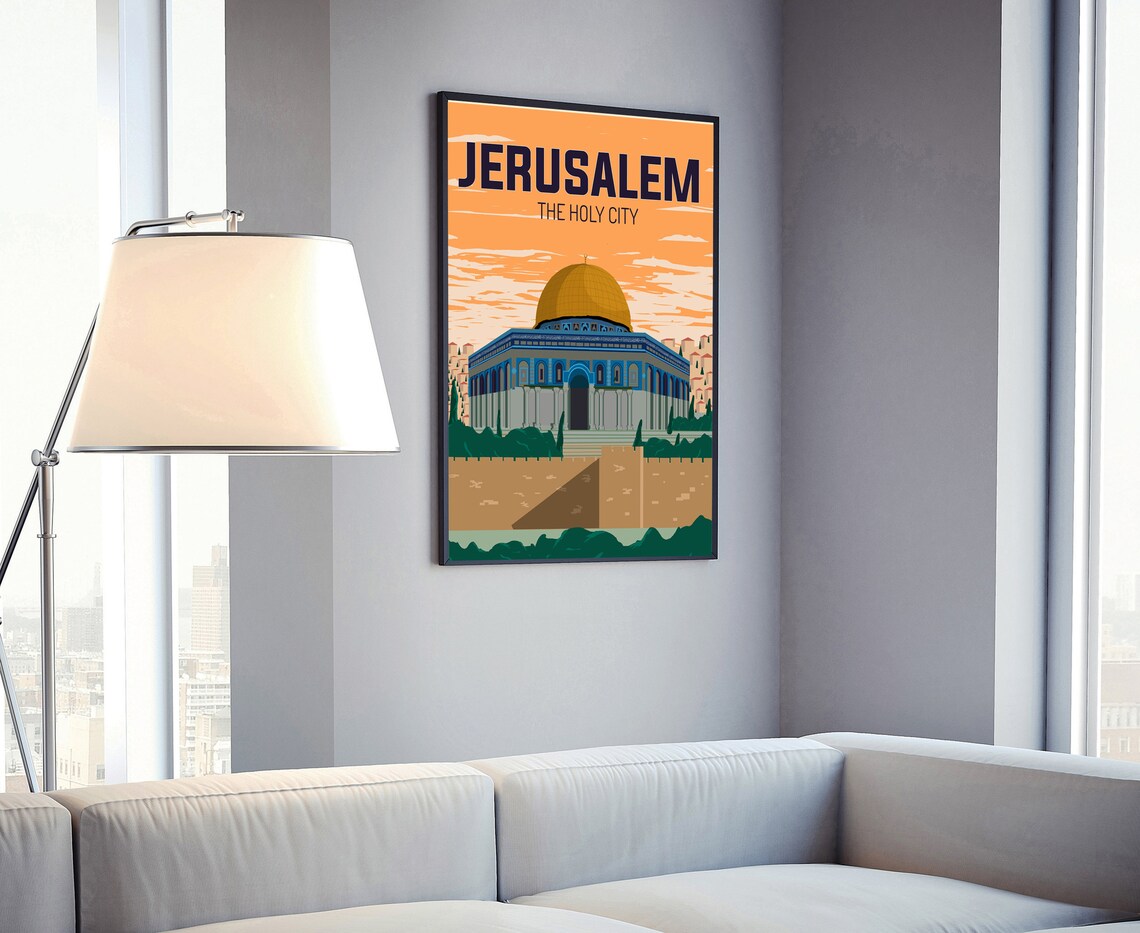 Jerusalem Dome Of The Rock Holy City Sunset Retro Travel Poster - Image 4