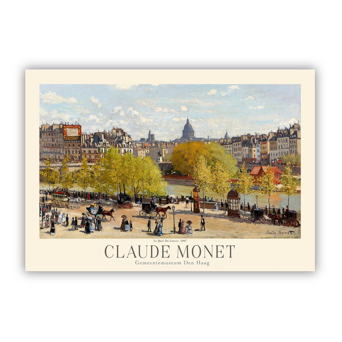 Claude Monet Quai Du Louvre 1867 Paris Riverside Scene Art Poster - Image 2
