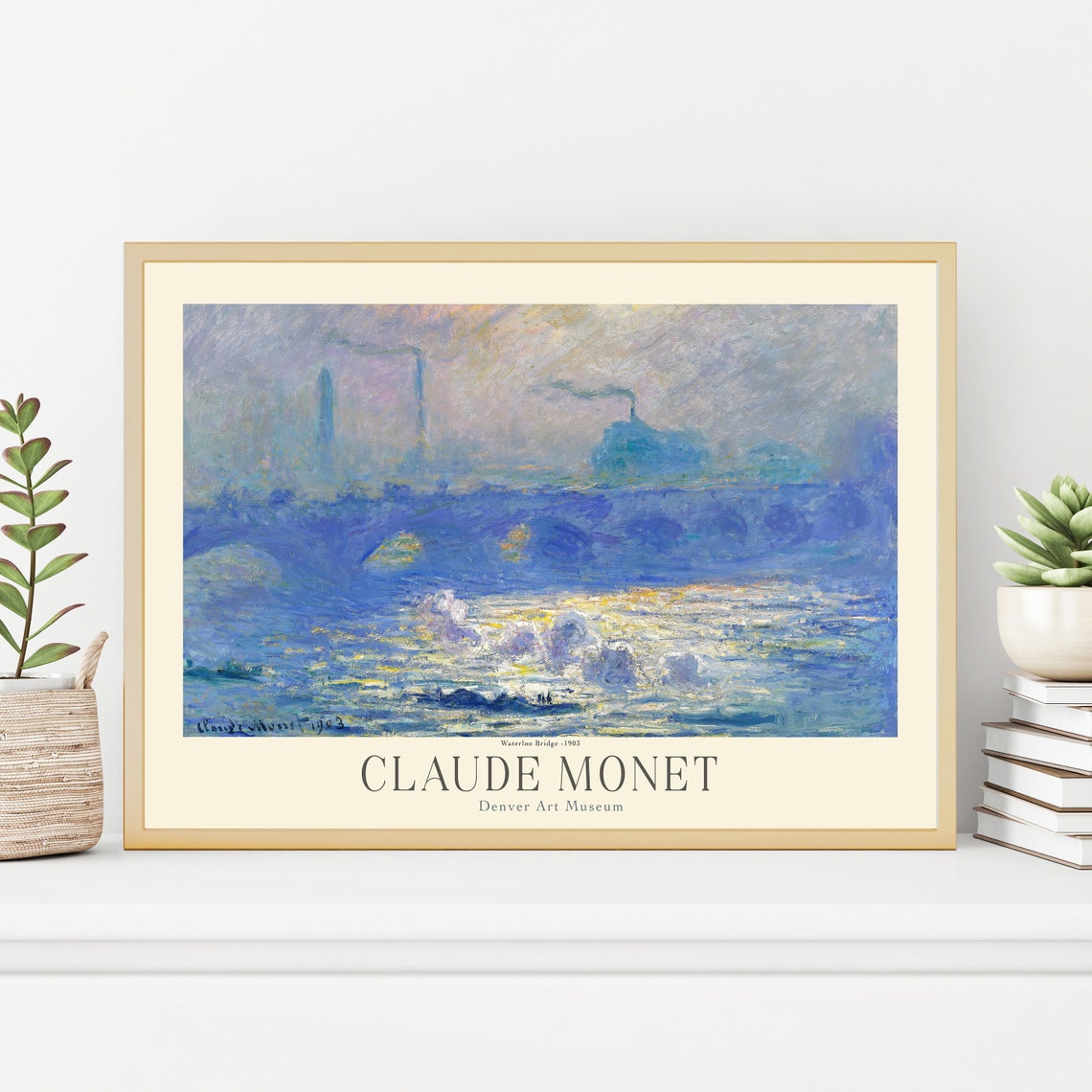 Claude Monet Waterloo Bridge London Fog Thames Vintage Art Poster
