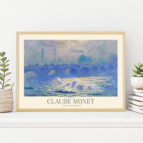 Claude Monet Waterloo Bridge London Fog Thames Vintage Art Poster