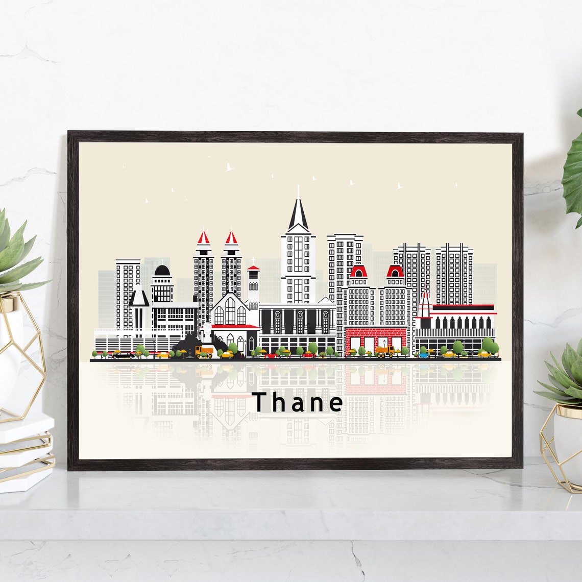 Shanghai China Modern Skyline Illustration Landmarks Travel Poster