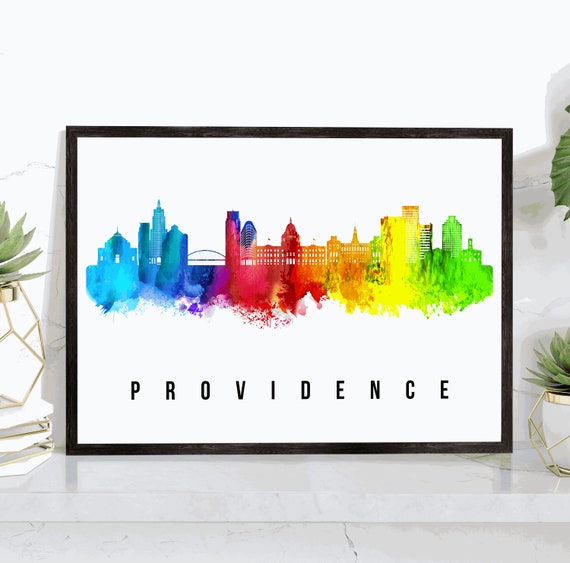 Providence Skyline Rhode Island Poster Rhode Island Cityscape Painting Providence Rhode Island Poster Cityscape And Landmark Print