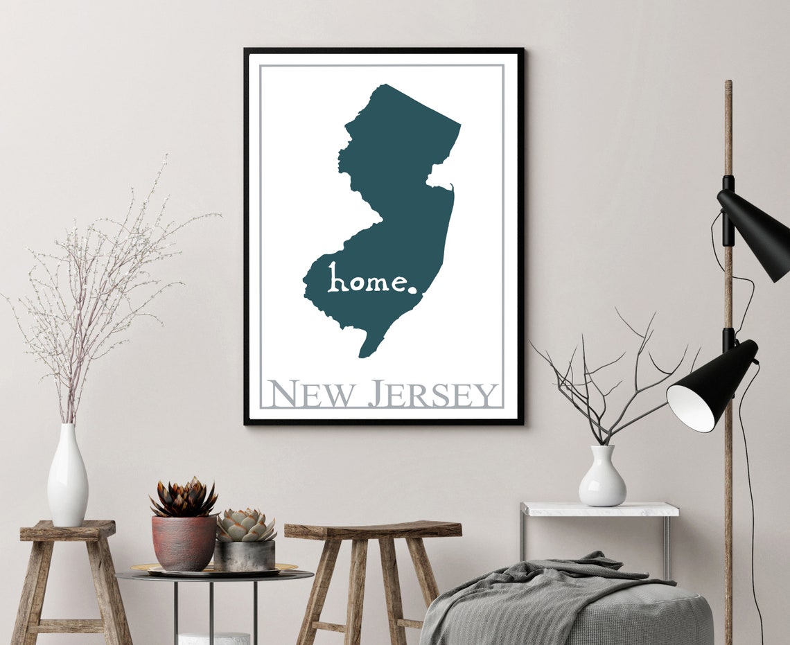 New Jersey Home State Map Silhouette Minimalist Modern Wall Art Poster - Image 3