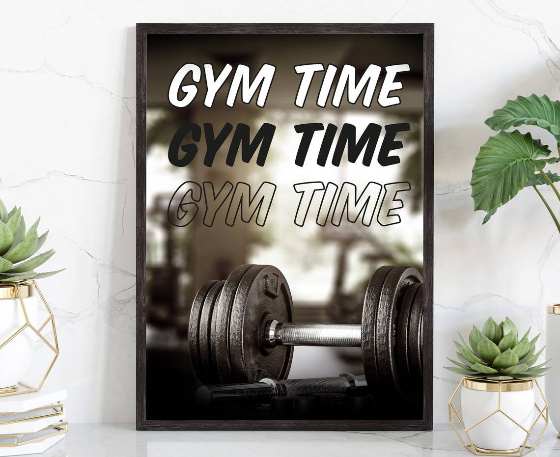Gym Time Dumbbell Photo Motivational Fitness Workout Wall Art Poster