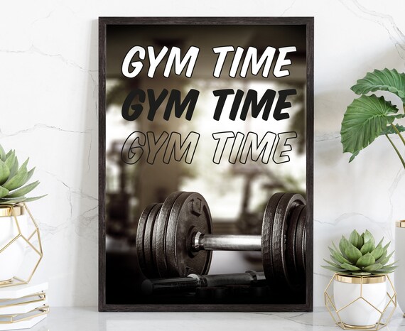 Gym Time Dumbbell Photo Motivational Fitness Workout Wall Art Poster
