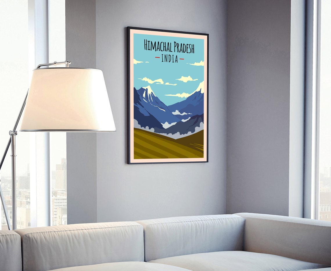 Himachal Pradesh Himalayan Snow Peaks Golden Valley Scenic Poster - Image 4