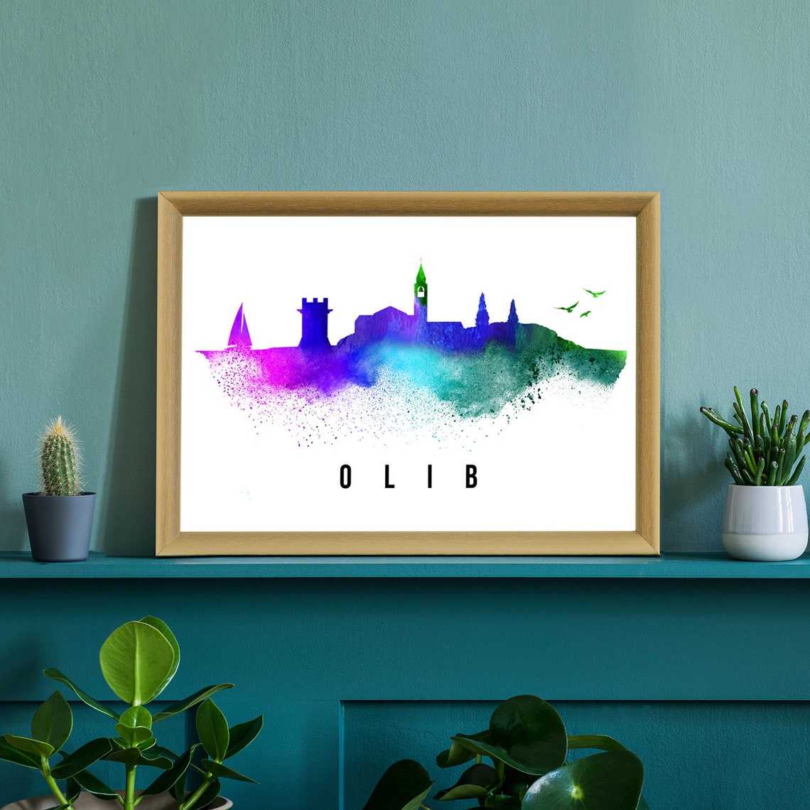 Olib Croatia Watercolor Island Silhouette Sailboat Travel Poster - Image 2