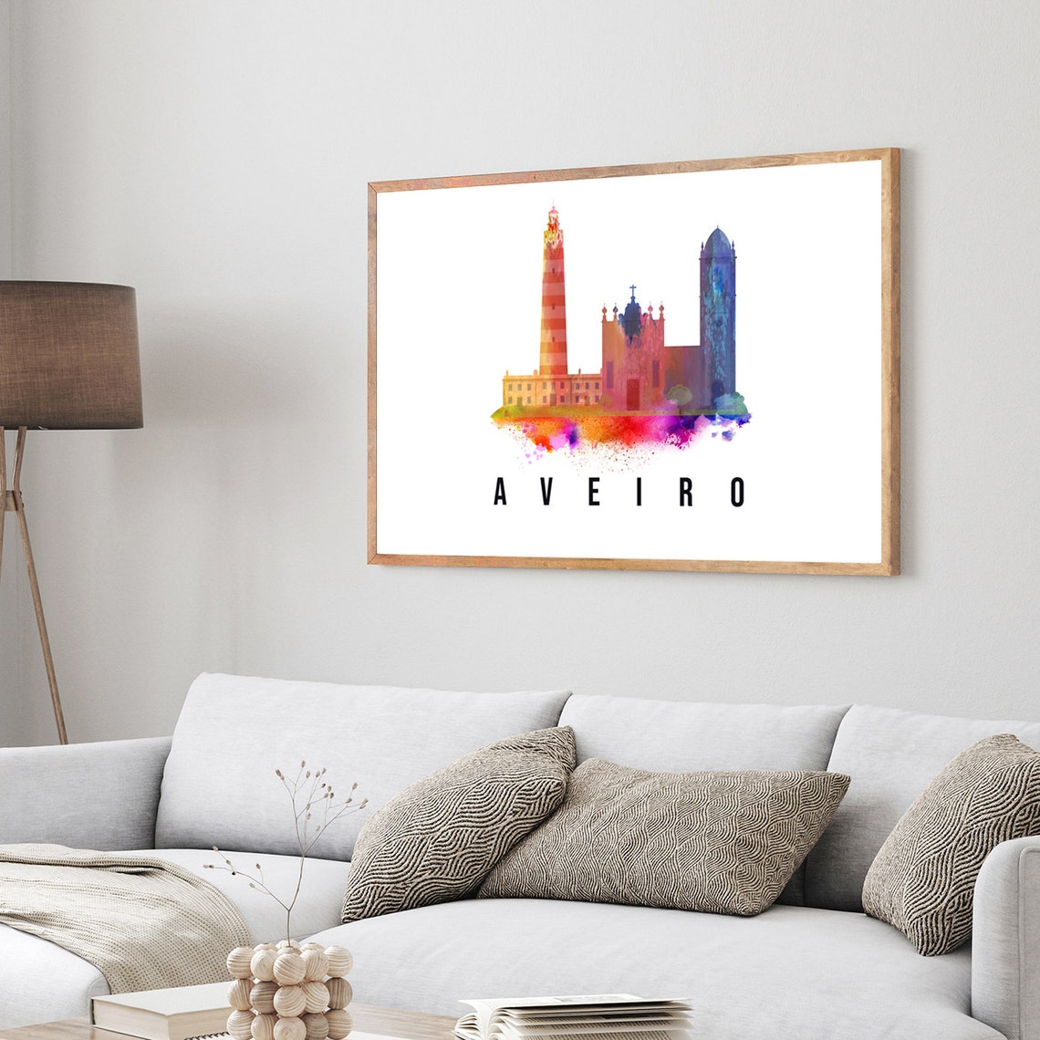 Aveiro Portugal Poster Skyline Poster Cityscape Poster Portugal Landmark City Illustration Poster Home Wall Art Office Wall Art - Image 3