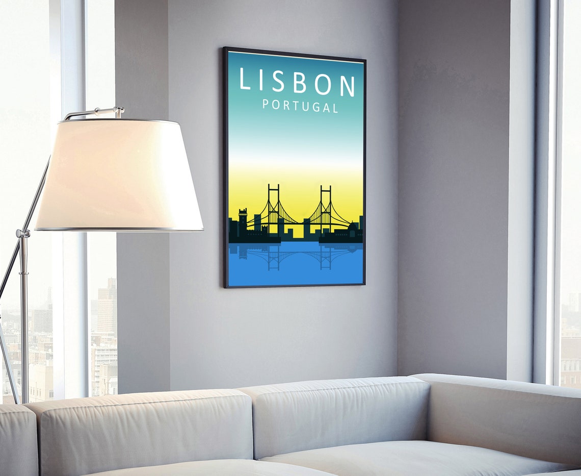 Portugal Lisbon Travel Poster Lisbon Portugal Cityscape Poster Lisbon Landmark Poster Wall Art Home Wall Art Office Wall Decoration - Image 4