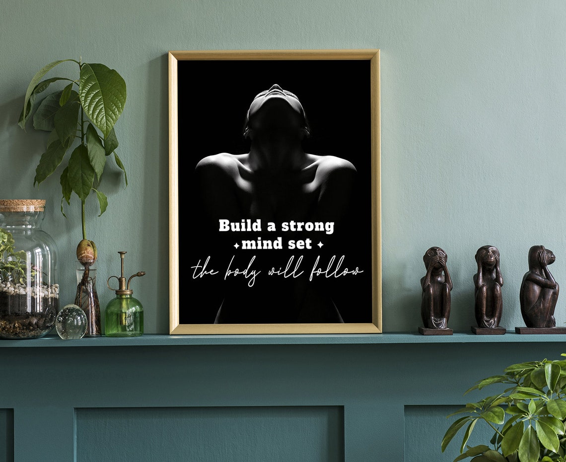 Build A Strong Mindset Fitness Motivation Quote Gym Wall Art - Image 3